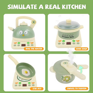 20 पीसी डायनासोर-थीम वाले बच्चों के लिए रसोई के खेल को हल्के और ध्वनि प्रभावों के साथ सेट करें - Product Image 3