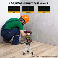 Niveau laser vert 4D auto-nivelant rechargeable 360° haute luminosité DIY, 2 points, 18V DC, garantie 3 mois, pour la construction (photo)