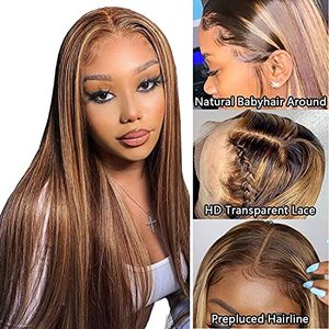 Uniky-Perruque <span class=keywords><strong>Lace</strong></span> Closure Wig transparente HD, cheveux humains, 30 pouces, ombre, <span class=keywords><strong>13x4x1</strong></span> - Product Image 4