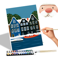 Kit de Peinture par Numéros sur Toile, Décoration Murale, Lot de 6 Mini Maisons de Canal d'Amsterdam, Vente Directe en Gros et Dropshipping