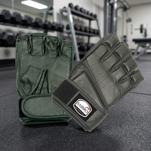 Gants d'entraînement en cuir SAIBRO à demi-doigts avec fermeture Velcro au poignet pour adultes pratiquant les arts martiaux - Product Image 3