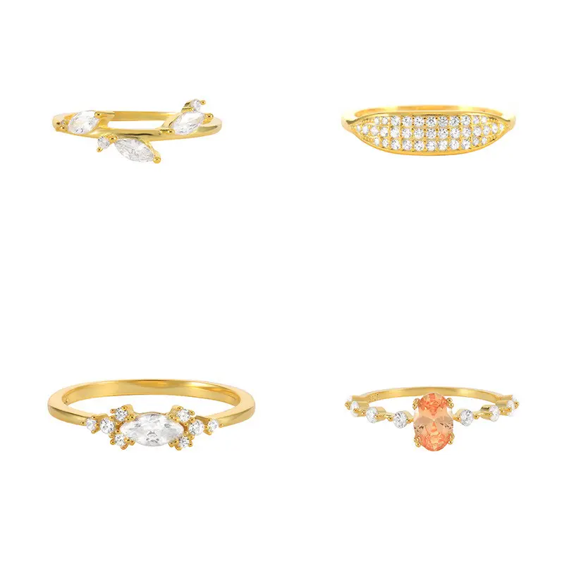 S925 Sterling Silber Blatt Marquise Diamant Ehering Bestseller Trend geometrischen Schmuck ring