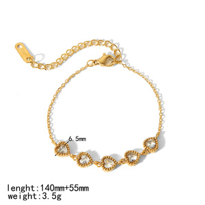 Pulsera de Acero Inoxidable Chapada en Oro para Mujer con Incrustaciones de Circonio, Diseño Geométrico, Joyería Fina de Cadena para Uso Diario - Product Image 5