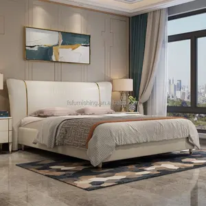 FO1102热销豪华卧室家具大号现代特大尺寸超细纤维皮革花式床
