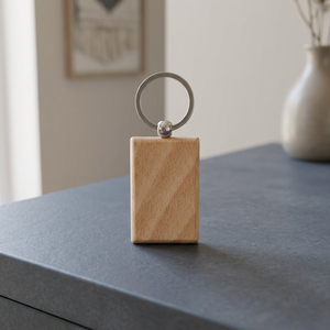 Portachiavi Rettangolare in Legno di Faggio Gian, Moschettone Promozionale in Materiale Resistente, Modello 118122-1 - Product Image 3