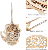 Décoration suspendue en bois ajourée Eid Mubarak pour les fêtes islamiques, résistante aux intempéries, pour l'intérieur et l'extérieur