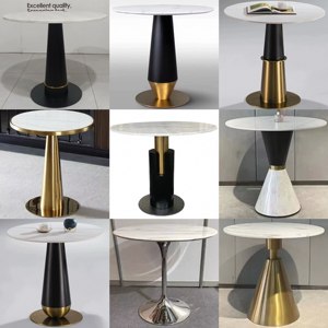 <span class=keywords><strong>Table</strong></span> et chaises rondes en acier, style luxe léger, pour la négociation commerciale, combinaison pour hall d'hôtel, restaurant, usage domestique - Product Image 4