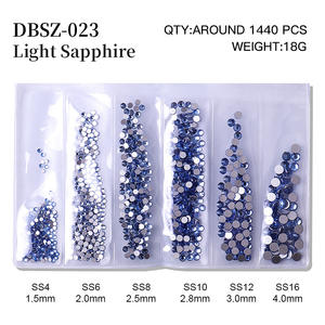 6 takım 1440 adet düz dipli kristal cam yuvarlak tırnak kristal DIY Rhinestone tırnak süsleme toptan - Product Image 3