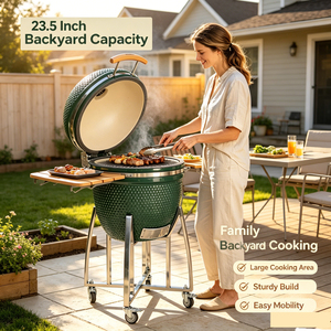 AUPLEX <span class=keywords><strong>Asador</strong></span> de Carbón Kamado de Cerámica de 23 Pulgadas, Parrilla Ahumadora para Cocina Exterior con Cubierta Impermeable y Piedra para Pizza - Product Image 3