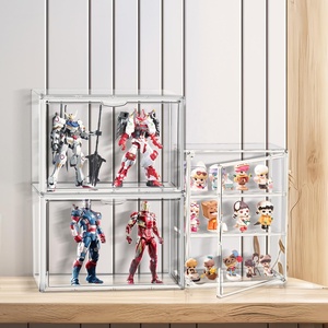 DAYOOH Minimalist 2-Tier Countertop Collectibles Organizer Showcase Kotak Display Akrilik Transparan untuk Figur Aksi dengan Pintu Magnetik - Product Image 5