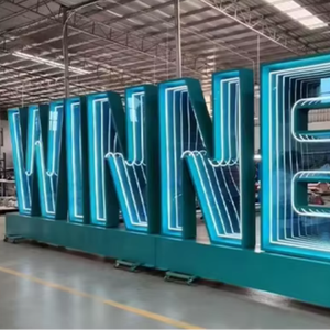 Insegna Luminosa LED Personalizzata a Specchio Infinito in Acrilico Multicolore con Effetto <span class=keywords><strong>Neon</strong></span> a Mille Strati per Negozi in Acciaio Inossidabile - Product Image 1