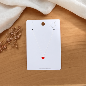 Collana con Cuore Rosso in Acciaio Inossidabile, Gioiello Pendente per Donne, Accessorio di Moda - Product Image 2