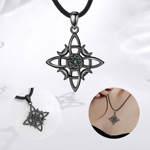 Merryshine ibu dari mutiara simpul ajaib Celtic liontin penyihir Pagan Wiccan simbol pistol hitam berlapis penyihir simpul kalung - Product Image 5