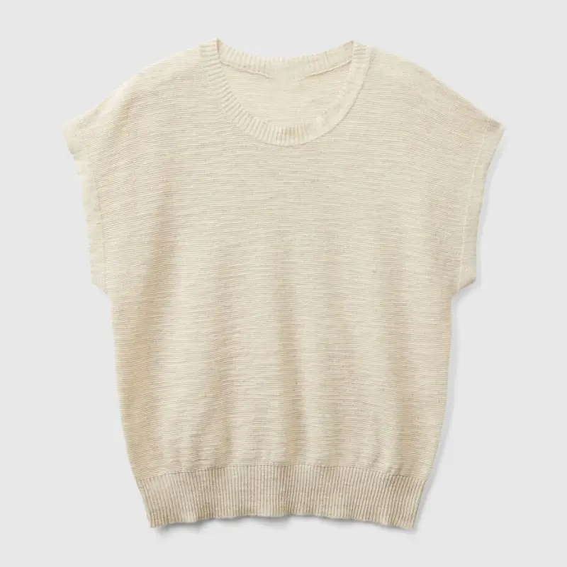 Gilet décontracté pour femme, t-shirt tricoté en lin, débardeur fin, vente en gros