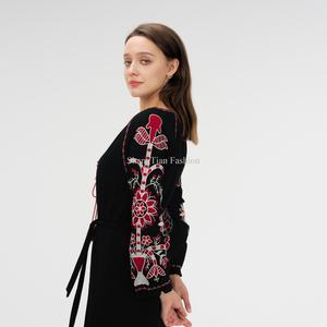 Vestidos Elegantes para Mujer, Bordado Floral, Vestidos Midi Negros, Vestidos Casuales de Verano para Mujer - Product Image 4