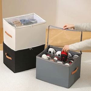 Conteneur de rangement pliable OEM pour économiser de l'espace, en tissu Oxford, boîtes de rangement pour chaussures, organisateur de chaussures avec couvercle transparent - Product Image 2