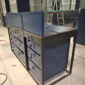 Cao cấp màu xanh LED ánh sáng kính hiển thị tủ có thể khóa đồng hồ trưng bày cho cửa hàng bán lẻ đồ trang sức nước hoa thiết kế cửa hàng nhôm - Product Image 6