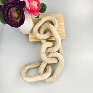 Wood Chain Link Decor Rustic 5 Link Wooden Chain Decor Ornament Farmhouse Home Decoration Hand Carved Wooden Crafts Ornaments