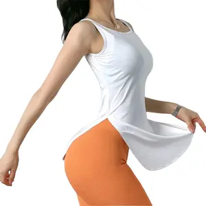 Camisetas largas de yoga para mujer, camisetas sin mangas de secado rápido para correr, chaleco deportivo para fitness