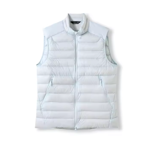 Chaleco Acolchado con Cuello Alto para Hombre, Color Sólido, Cierre Frontal con Cremallera, Cortavientos, Ropa Exterior Informal, 100% Poliéster, para Otoño - Product Image 5