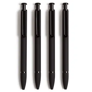 Полностью черная матовая черная металлическая ручка с резиновым покрытием, ручка с индивидуальным логотипом, шариковая ручка, рекламный подарок, металлическая шариковая ручка от производителя