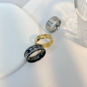 Nhẫn Đen Mới Cho Nam Họa Tiết Nổ Bằng Thép Không Gỉ Nhẫn Họa Tiết Kim Cương Nhẫn Đôi Bằng Thép Titan - Product Image 3