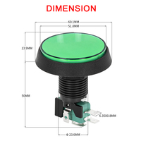 Bouton poussoir de jeu PBS-36, momentané, avec éclairage LED, grand bouton rond pour arcade, avec micro-interrupteur vert