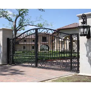Factory Beautiful Outside Wrought Iron Swing Double Door House Style Aluminum Grill Gate Design