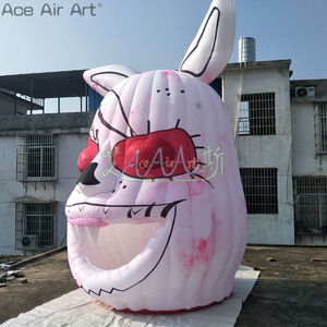 Decoração inflável do coelho do halloween com cara do fantasma Modelo inflável personalizado do coelho do suicídio com luzes conduzidas para eventos assustadores - Product Image 2