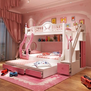 Kids Bunk Bed With Storage For Girls Children Wooden Bunk Bed With Slide Bunk Bed For Kids