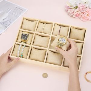 Support de présentation pour bracelets et bijoux en bois naturel avec coussinets, logo personnalisé - Product Image 4