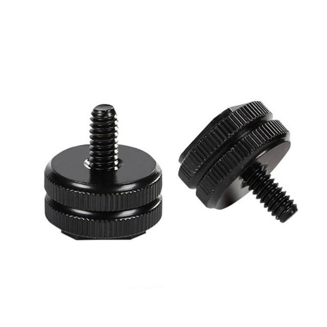 1/4 Inch and 3/8 Inch Tripod Screw to Camera Flash Hot Shoe Mount Adapter
