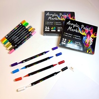 48 pièces - 96 couleurs, marqueur de peinture acrylique permanent à double couleur, pointe de pinceau souple, haute couverture, résistant à la décoloration, best-seller, pour le gribouillage
