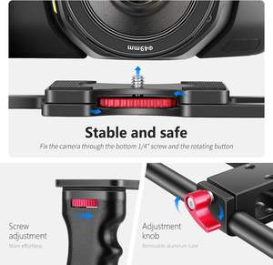 Kit de Jaula de Cámara Universal de Aleación de Aluminio para Cámaras DSLR y Videocámaras, con Asa Superior, Base <span class=keywords><strong>Arca</strong></span>, Capacidad de Carga de 25 kg, 20x17.3 cm - Product Image 4