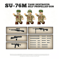 Sovyet SU-76M Tank Destroyer Kendinden Tahrikli Silah İkinci Dünya Savaşı Askeri Kamyon Asker ABS Plastik Yapım Oyuncağı DIY Yapım Blokları