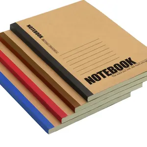 A5 Composition Notebook Journals, 120 Pages, Kraft Cover with 4 color Spines, Lined Paper For Home, Office or School Supplies