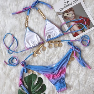 Bikini Europeo Americano Sexy para <span class=keywords><strong>mujer</strong></span>, accesorios de diamantes de cristal, salida de fábrica para traje de baño que cambia de Color gradualmente - Product Image 6