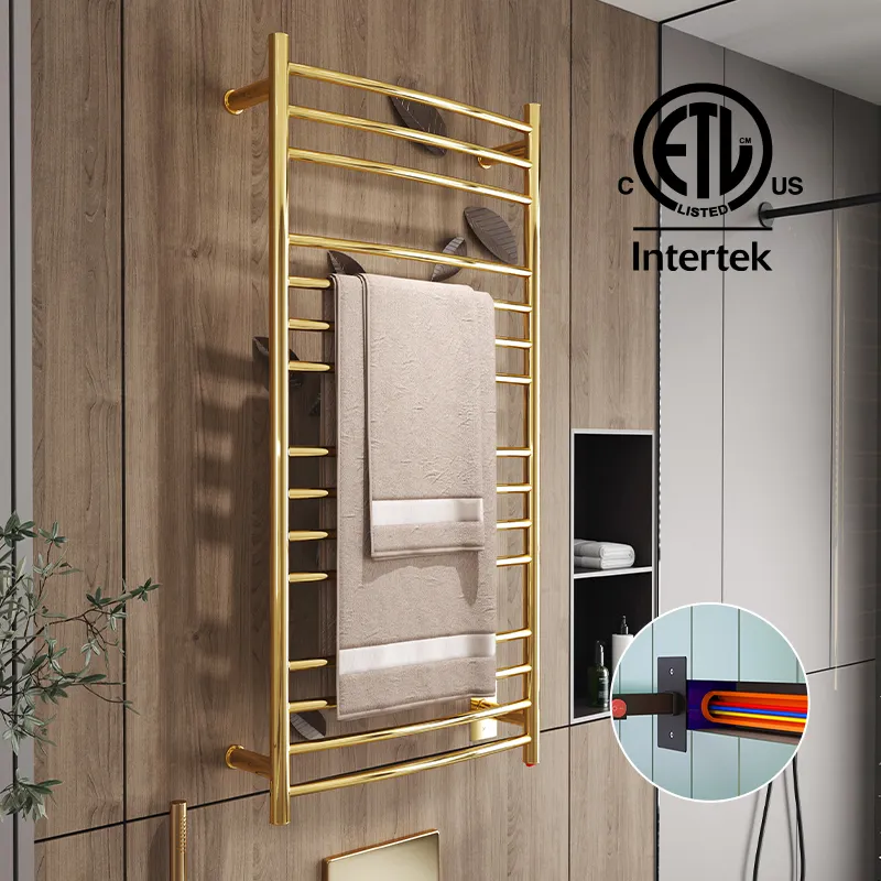 Gold/Chrom/Schwarz Edelstahl Badezimmer Elektrisch beheizte Handtuch halter Handtuch wärmer Wand Handtuch wärmer