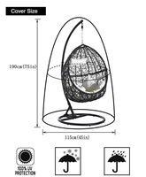 Housse de protection pour fauteuil suspendu d'extérieur, imperméable, avec fermeture éclair, anti-poussière, protection UV, pour chaise suspendue de patio