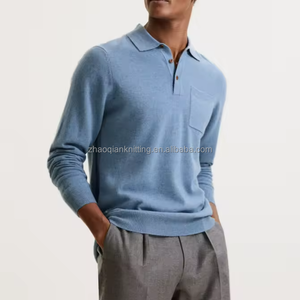 Maglione ZQ Personalizzato da <span class=keywords><strong>Uomo</strong></span> in <span class=keywords><strong>Lana</strong></span> Merino con Zip Corta, Collo a <span class=keywords><strong>Polo</strong></span>, Maniche Lunghe, Tinta Unita, Lavorato a Maglia per Primavera, Autunno e Inverno - Product Image 1
