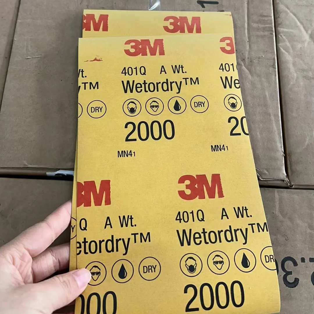 3M Wetordry 연마 시트 401Q, 02044, 2000 그릿, 5 1/2x9 인치, 50 시트, 패스트 커팅, 자동차 바디 샌딩, 페인트 마감