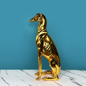 Décoration de salon moderne personnalisée, accessoires de vitrine, statue de lévrier en résine, sculpture géante de <span class=keywords><strong>chien</strong></span> lévrier <span class=keywords><strong>assis</strong></span> gris - Product Image 5