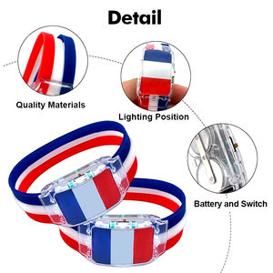 Pulseras con bandera nacional de fútbol con luz LED de alta calidad, pulseras de goma de silicona personalizadas deportiva, regalos para eventos, logotipos personalizados - Product Image 3