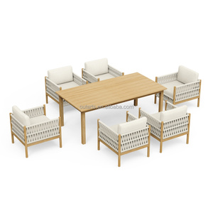 Juego <span class=keywords><strong>de</strong></span> Comedor <span class=keywords><strong>de</strong></span> <span class=keywords><strong>Madera</strong></span> <span class=keywords><strong>de</strong></span> Lujo <span class=keywords><strong>para</strong></span> Exteriores Foshan con 6 Sillas, Muebles <span class=keywords><strong>de</strong></span> <span class=keywords><strong>Patio</strong></span> Resistentes a la Intemperie <span class=keywords><strong>para</strong></span> Jardín y <span class=keywords><strong>Bar</strong></span> <span class=keywords><strong>de</strong></span> Playa - Product Image 3