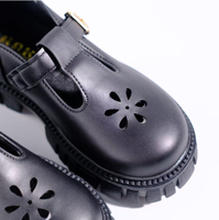 Nouvelles chaussures en cuir noires Mary Jane pour filles, avec boucle, respirantes, résistantes à l'usure, semelle épaisse, chaussures décontractées pour enfants, style campus