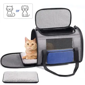 Porte-chat chats 20 lbs chats de moins de 25 lbs petits chiens sac latéral unique charge par le haut face anti-fuite avec 4 fenêtres ventilées