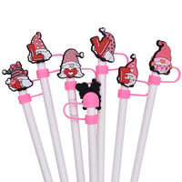 En gros, embouts de paille en silicone de 10 mm, accessoires de bar DIY, motifs cœur pour la Saint-Valentin, pour gobelets