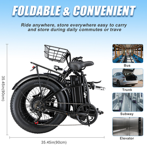 Vélo pliant de livraison de nourriture KETELES KF9 20 pouces, batterie lithium 48V 23Ah, 7 vitesses, avec panier avant KF9 pour organiser les affaires - Product Image 4