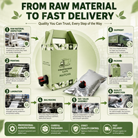 Distributeur de sacs aseptiques transparents biodégradables en CPP thermoscellables verticaux personnalisés de 5L, 10L, 20L pour bière, whisky, eau, huile, sirop, jus