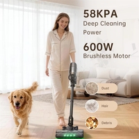Aspirateur balai sans fil avec écran LED, chargement mural, aspiration 200+, filtration HEPA, portable pour voiture, sols durs et poils d'animaux